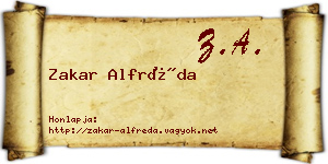 Zakar Alfréda névjegykártya